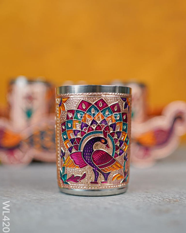 Meenakari Tray with Set of 6 Glass - WL4207