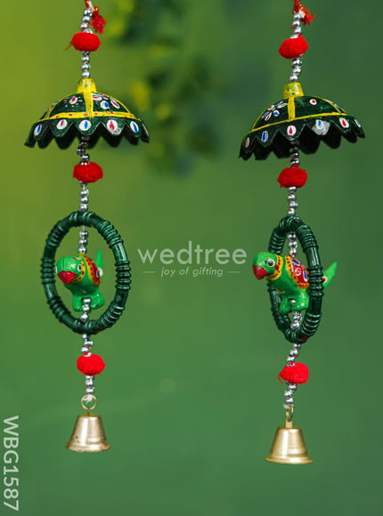 Parrot Thoran with Bells - Set of 2 - WBG1587