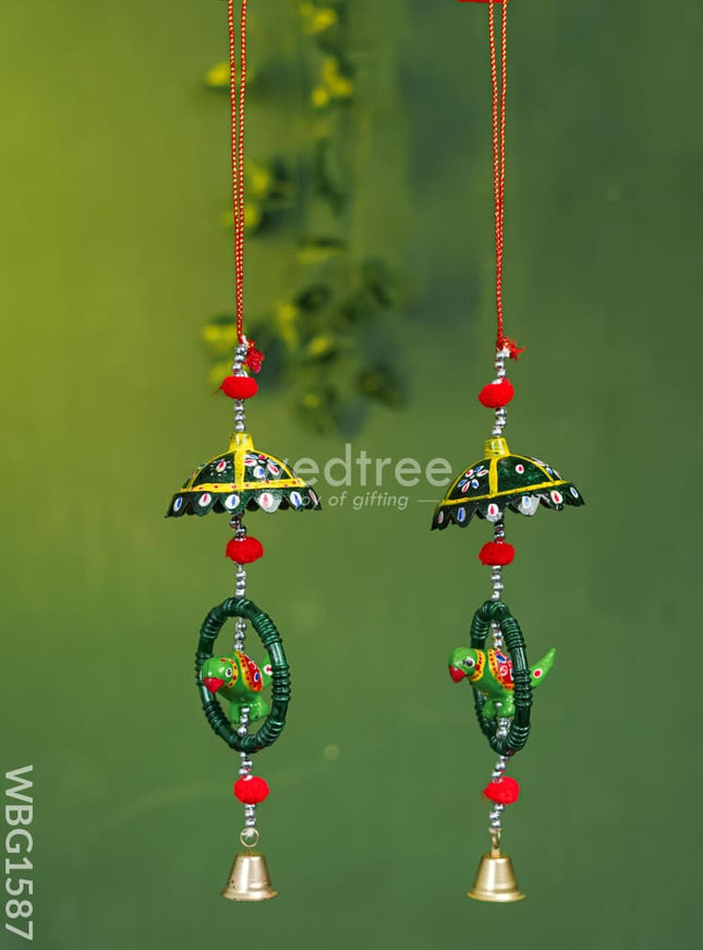 Parrot Thoran with Bells - Set of 2 - WBG1587