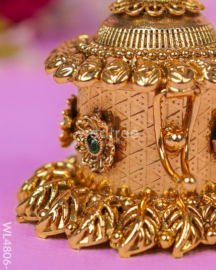 Peacock Kumkum Holder - 3 inch - Gold - WL4806-1