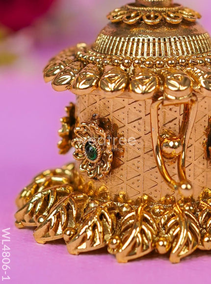 Peacock Kumkum Holder - 3 inch - Gold - WL4806-1