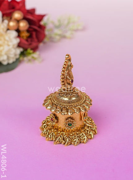 Peacock Kumkum Holder - 3 inch - Gold - WL4806-1