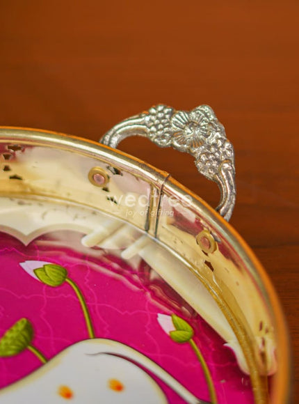 Pichwai Printed Brass Tray - 9 inch - WL3810