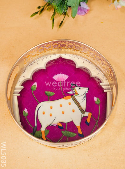 Pichwai Tray with Dry Fruit Jar (Set of 2) - WL5035