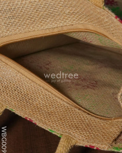 Printed Jute Bag with Zipper - WBG0092