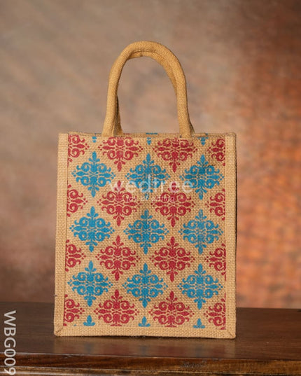 Printed Jute Bag with Zipper - WBG0092