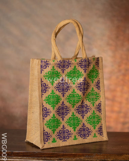 Printed Jute Bag with Zipper - WBG0092