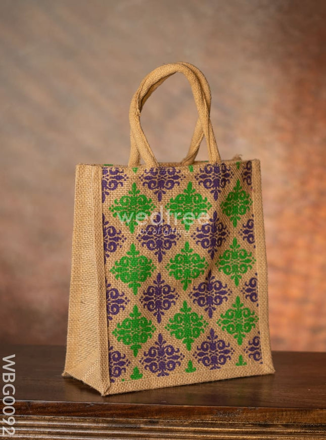 Printed Jute Bag with Zipper - WBG0092
