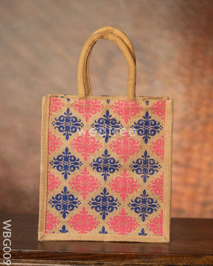 Printed Jute Bag with Zipper - WBG0092