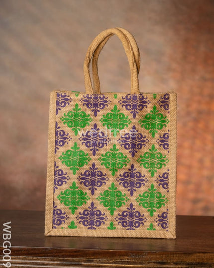Printed Jute Bag with Zipper - WBG0092