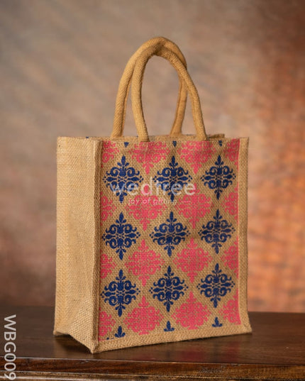 Printed Jute Bag with Zipper - WBG0092