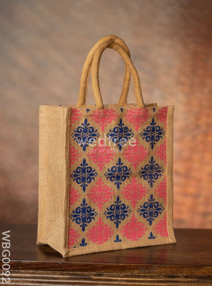 Printed Jute Bag with Zipper - WBG0092