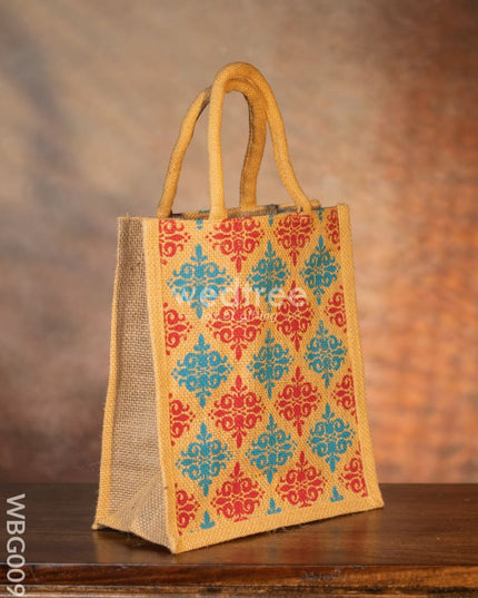Printed Jute Bag with Zipper - WBG0092