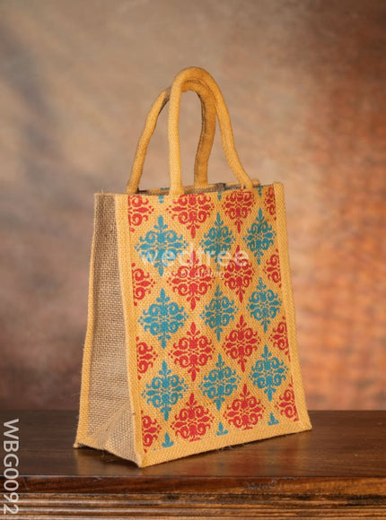 Printed Jute Bag with Zipper - WBG0092