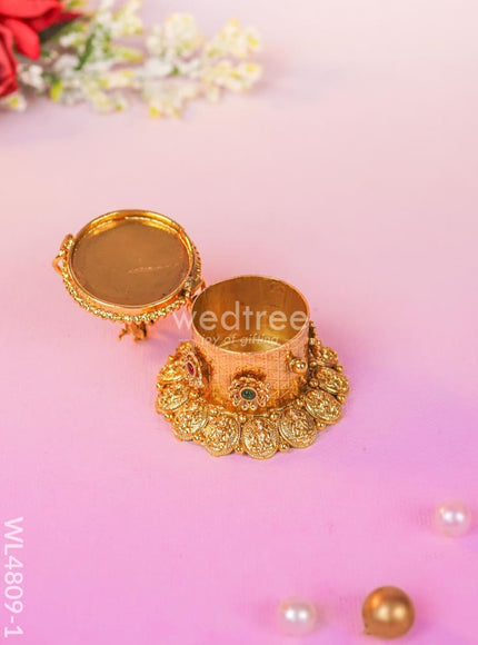 Radha-Krishna Kumkum Holder - 2 inch - Gold - WL4809-1