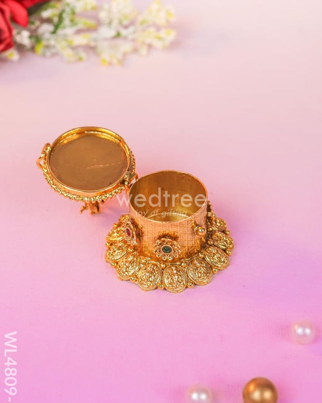 Radha-Krishna Kumkum Holder - 2 inch - Gold - WL4809-1