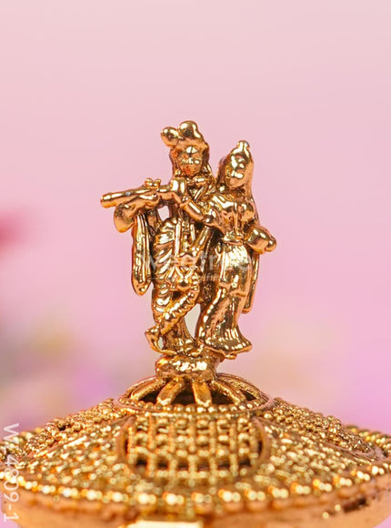 Radha-Krishna Kumkum Holder - 2 inch - Gold - WL4809-1