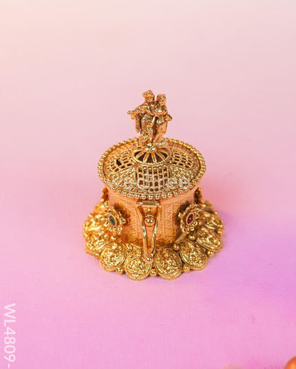 Radha-Krishna Kumkum Holder - 2 inch - Gold - WL4809-1