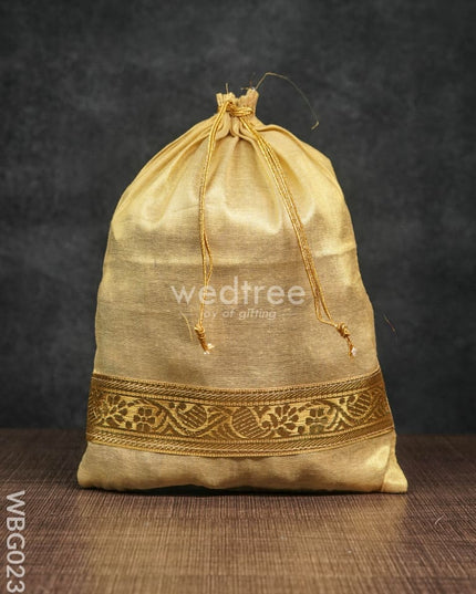 String Bag with Golden Zari Work - 8 x 11 Inches - WBG0230