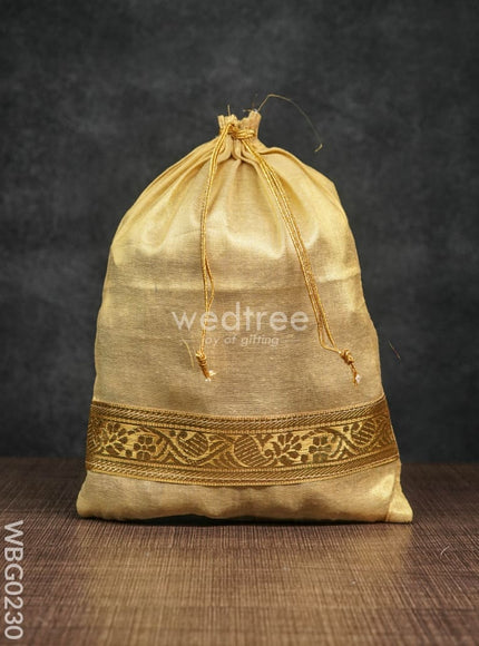 String Bag with Golden Zari Work - 8 x 11 Inches - WBG0230
