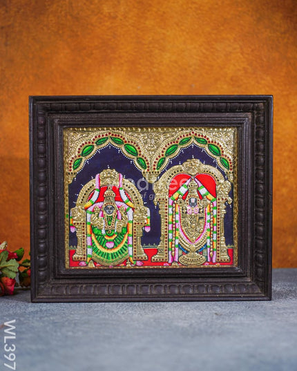 Tanjore Painting - Balaji-Padmavati Thayar - Flat [Gold Foil] - 12x10 inch - WL3977
