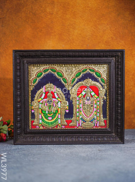 Tanjore Painting - Balaji-Padmavati Thayar - Flat [Gold Foil] - 12x10 inch - WL3977