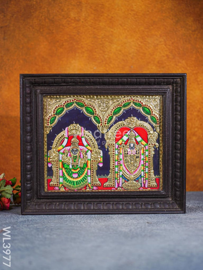 Tanjore Painting - Balaji-Padmavati Thayar - Flat [Gold Foil] - 12x10 inch - WL3977