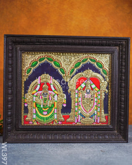 Tanjore Painting - Balaji-Padmavati Thayar - Flat [Gold Foil] - 12x10 inch - WL3977