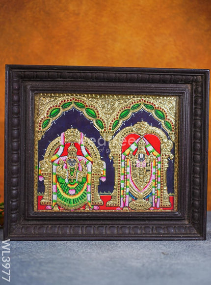 Tanjore Painting - Balaji-Padmavati Thayar - Flat [Gold Foil] - 12x10 inch - WL3977