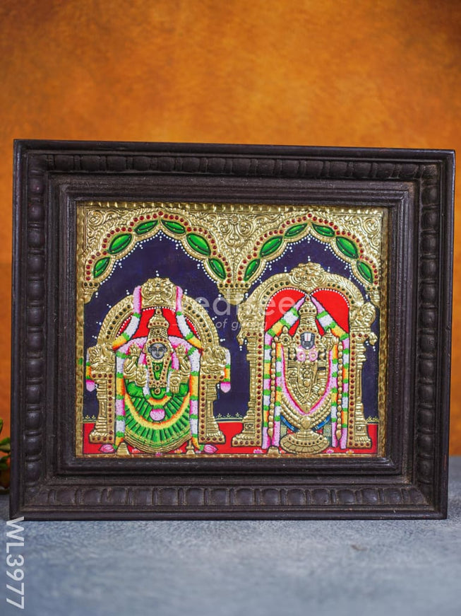 Tanjore Painting - Balaji-Padmavati Thayar - Flat [Gold Foil] - 12x10 inch - WL3977