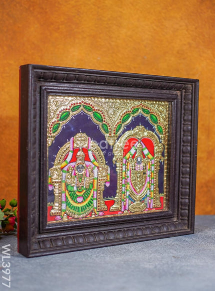 Tanjore Painting - Balaji-Padmavati Thayar - Flat [Gold Foil] - 12x10 inch - WL3977