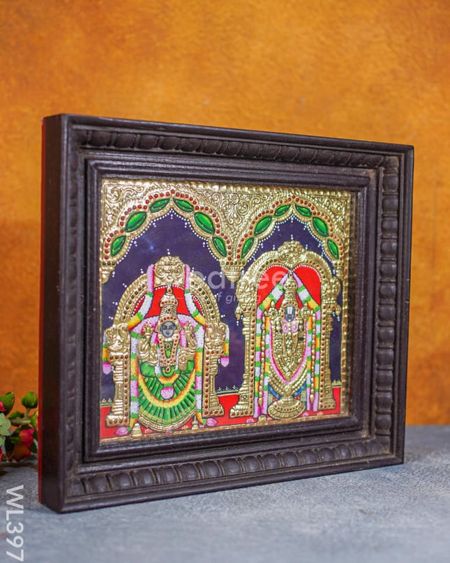 Tanjore Painting - Balaji-Padmavati Thayar - Flat [Gold Foil] - 12x10 inch - WL3977