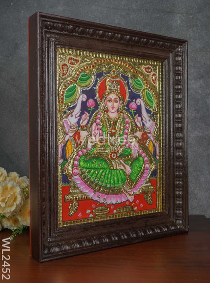 Tanjore Painting - Gajalakshmi - Flat (Gold Foil) - 15x12 inch - WL2452