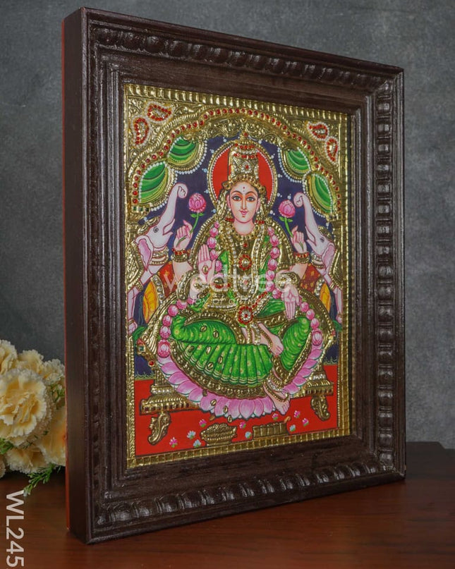 Tanjore Painting - Gajalakshmi - Flat (Gold Foil) - 15x12 inch - WL2452