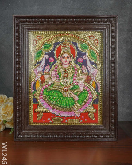 Tanjore Painting - Gajalakshmi - Flat (Gold Foil) - 15x12 inch - WL2452