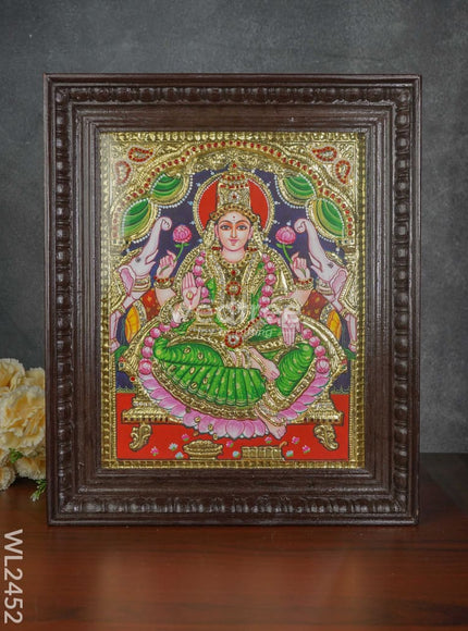 Tanjore Painting - Gajalakshmi - Flat (Gold Foil) - 15x12 inch - WL2452
