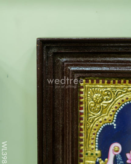 Tanjore Painting - Gajalakshmi on Lotus - Flat (Gold Foil) - 12x10inch - WL3981