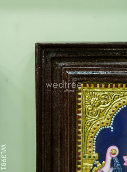 Tanjore Painting - Gajalakshmi on Lotus - Flat (Gold Foil) - 12x10inch - WL3981