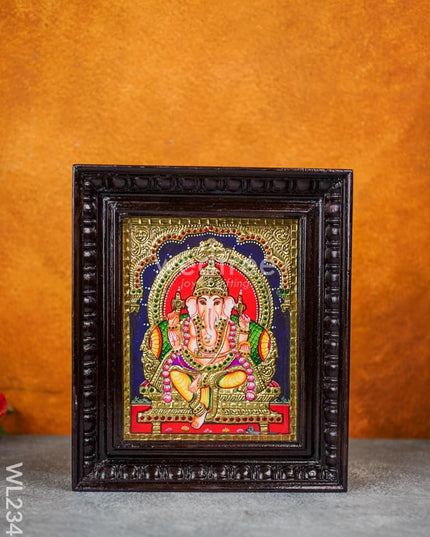 Tanjore Painting - Ganesha - Flat (Gold Foil) - 10x8 inch - WL2343