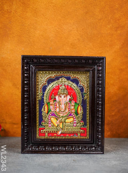 Tanjore Painting - Ganesha - Flat (Gold Foil) - 10x8 inch - WL2343