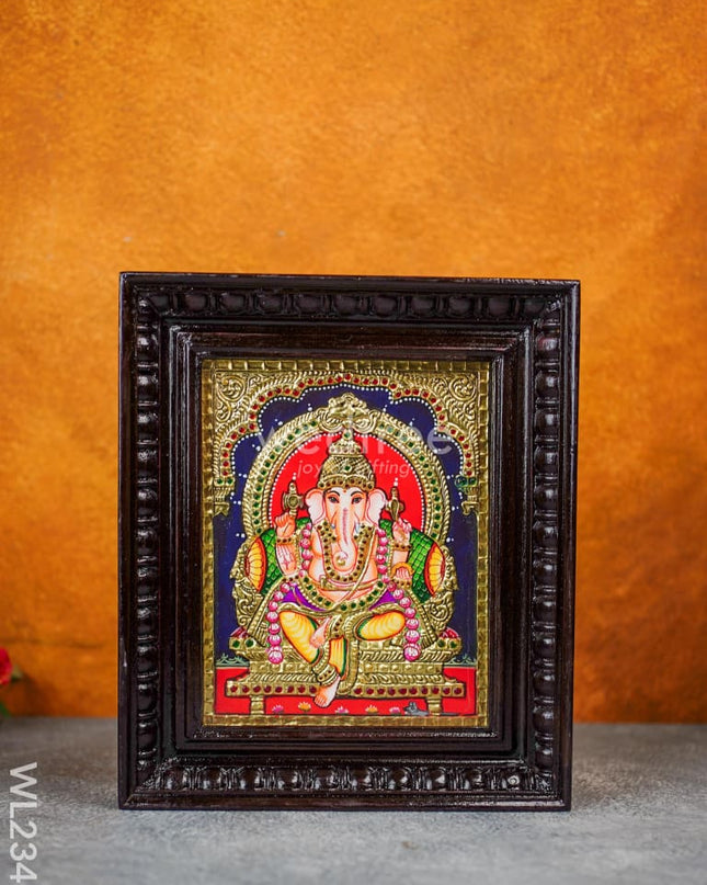 Tanjore Painting - Ganesha - Flat (Gold Foil) - 10x8 inch - WL2343
