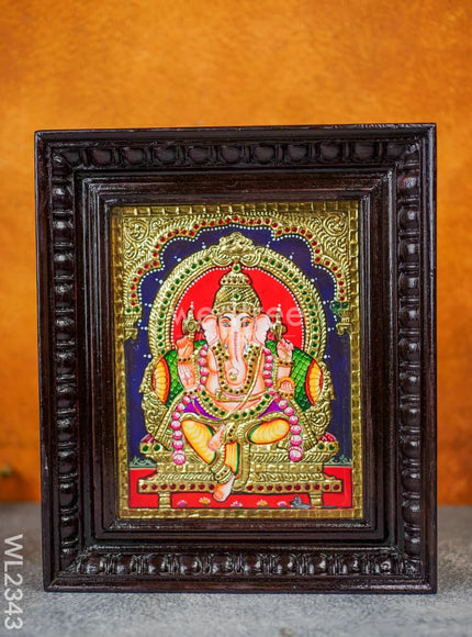 Tanjore Painting - Ganesha - Flat (Gold Foil) - 10x8 inch - WL2343