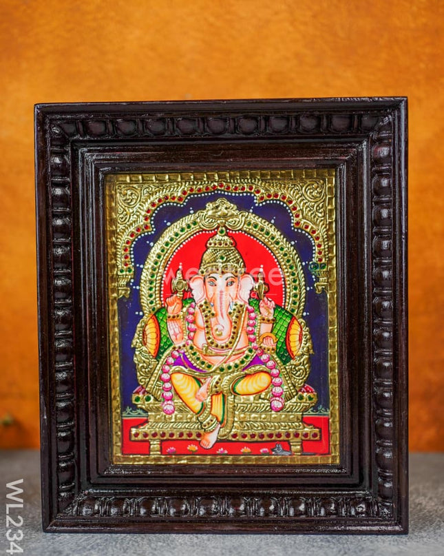 Tanjore Painting - Ganesha - Flat (Gold Foil) - 10x8 inch - WL2343