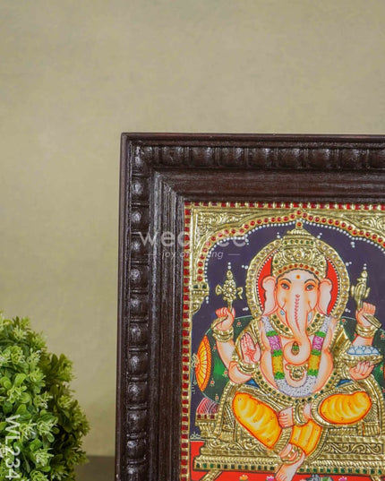 Tanjore Painting - Ganesha - Flat (Gold Foil) - 10x8 inch - WL2343