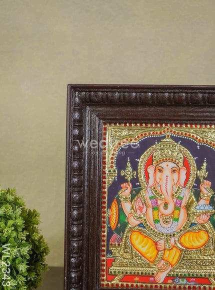 Tanjore Painting - Ganesha - Flat (Gold Foil) - 10x8 inch - WL2343