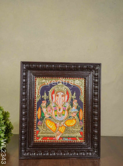 Tanjore Painting - Ganesha - Flat (Gold Foil) - 10x8 inch - WL2343