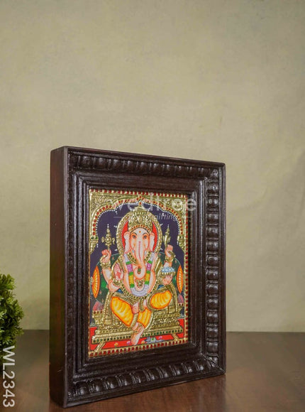 Tanjore Painting - Ganesha - Flat (Gold Foil) - 10x8 inch - WL2343
