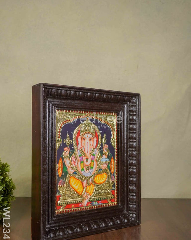 Tanjore Painting - Ganesha - Flat (Gold Foil) - 10x8 inch - WL2343