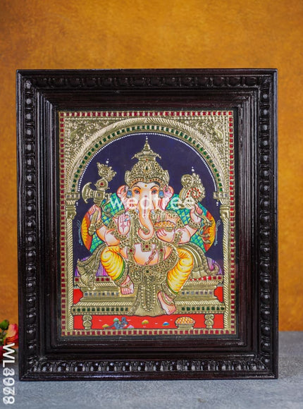 Tanjore Painting - Ganesha - Flat (Gold Foil) - 15x12 inch - WL4079