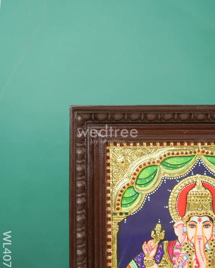 Tanjore Painting - Ganesha - Flat (Gold Foil) - 15x12 inch - WL4079